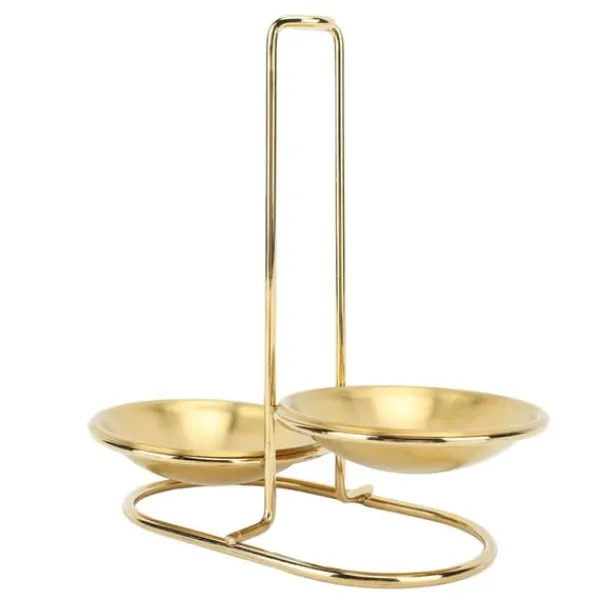 Lodret suppeskesholder skerest rustfrit stål Nem adgang køkkengrej Stand til køkken Køkkengrej Hot Pot Golden med 2 tallerkener