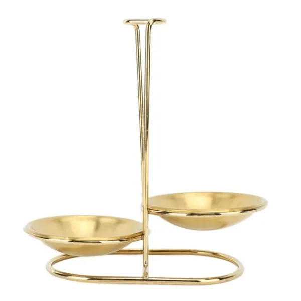 Lodret suppeskesholder skerest rustfrit stål Nem adgang køkkengrej Stand til køkken Køkkengrej Hot Pot Golden med 2 tallerkener