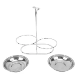 Skeholder>Lodret suppeskesholder skestøtte rustfrit stål Nem adgang til køkkenredskaber Stand til køkken Køkkengrej Hot Pot Sølv med 2 tallerkener