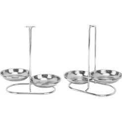 Skeholder>Lodret suppeskesholder skestøtte rustfrit stål Nem adgang til køkkenredskaber Stand til køkken Køkkengrej Hot Pot Sølv med 2 tallerkener