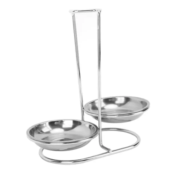 Skeholder>Lodret suppeskesholder skestøtte rustfrit stål Nem adgang til køkkenredskaber Stand til køkken Køkkengrej Hot Pot Sølv med 2 tallerkener