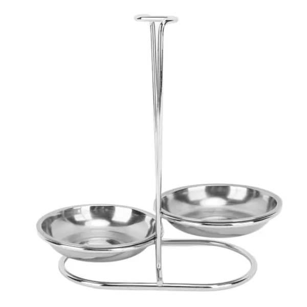 Skeholder>Lodret suppeskesholder skestøtte rustfrit stål Nem adgang til køkkenredskaber Stand til køkken Køkkengrej Hot Pot Sølv med 2 tallerkener