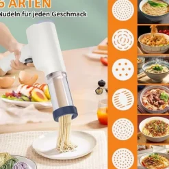 Pastamaskiner>Lollanda elektrisk idiyappam og pastamaskine, håndholdt trådløs pastapresser, 6-i-1 automatisk pastamaskine