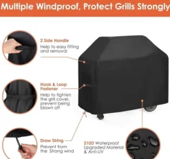 Griller>Lollanda Grillovertræk, Heavy Duty Grillovertræk Vandtæt Grillovertræk 145x61x117 cm – 210D Oxford Vandtæt, UV-beskyttelse