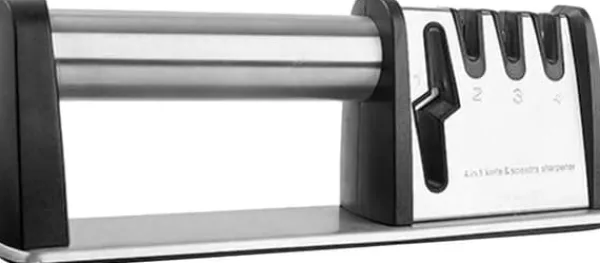 Køkkenknive>Lollanda 4-i-1 manuel knivsliber med skridsikker bund, ergonomisk design, knivsliber til køkkenknive og sakse