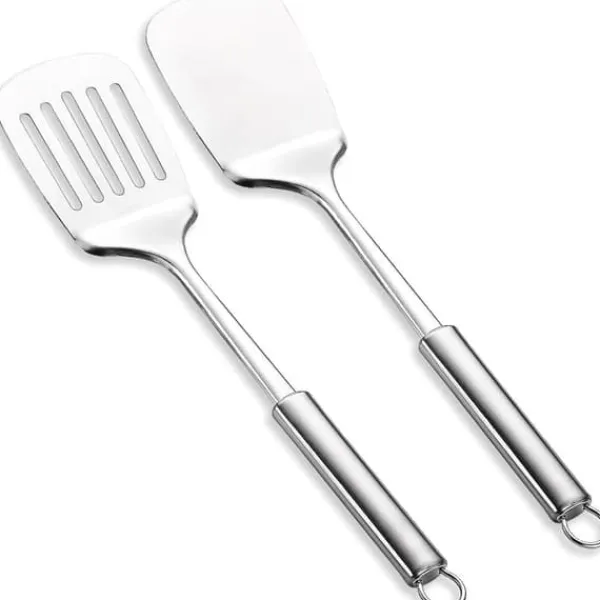Stegepaletter>Lollanda 2-pak rustfri stålspatler – køkkentilbehørssæt, varmebestandig, non-stick, tåler opvaskemaskine, rustfrit og holdbart