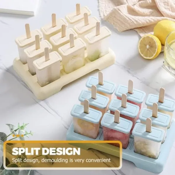 Isforme>Lollanda Popsicle Forme Sæt Ice Pop Forme Genanvendelige Popsicle Holdere med Træpinde Hjemmelavet Popsicle Maker