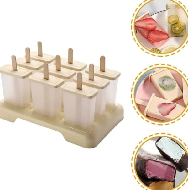 Isforme>Lollanda Popsicle Forme Sæt Ice Pop Forme Genanvendelige Popsicle Holdere med Træpinde Hjemmelavet Popsicle Maker