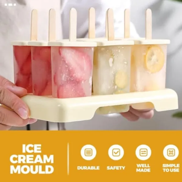 Isforme>Lollanda Popsicle Forme Sæt Ice Pop Forme Genanvendelige Popsicle Holdere med Træpinde Hjemmelavet Popsicle Maker
