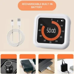 Lollanda Visual Timer 11 timer 59 minutter, Genopladelig Timer med Magnet & Stativ, Justerbar Lydstyrke Sale