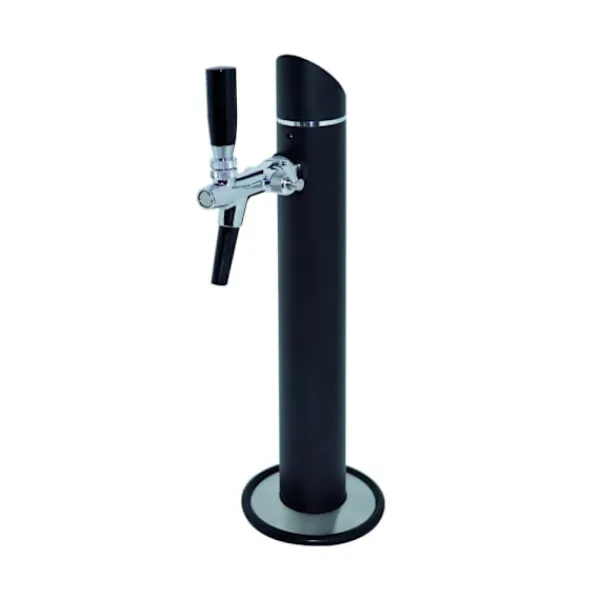 Ølhaner>Øltårn, Ølkolonne, Ølhane, Tapetårn, Fadølstårn, Kegerator-tårn, Kegerator Tower Black Tower, 1-line, med dekorativ flange