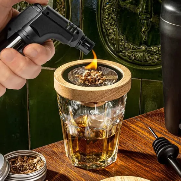 Barudstyrssæt>Luksus 2-i-1 bartendersæt til tilberedning af frinker og rygning af whisky
