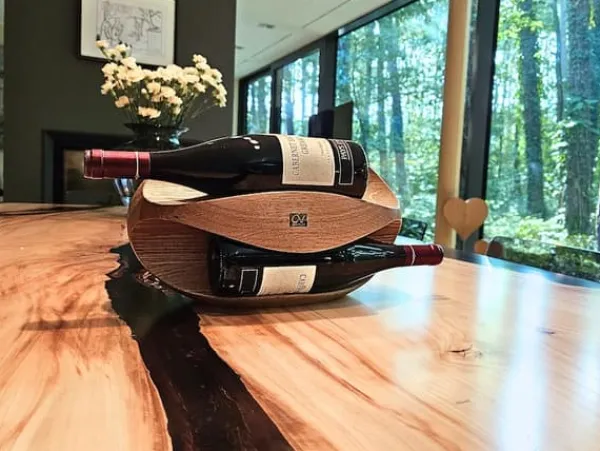 Vinflaskeholdere>Luksus vinflaskeholder håndlavede møbler og dekorationsgave til hendes gave til ham OAK