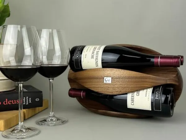 Vinflaskeholdere>Luksus vinflaskeholder håndlavede møbler og dekorationsgave til hendes gave til ham OAK