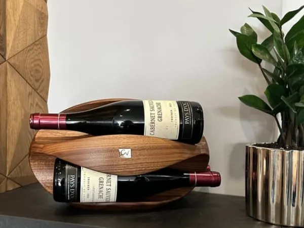 Vinflaskeholdere>Luksus vinflaskeholder håndlavede møbler og dekorationsgave til hendes gave til ham OAK