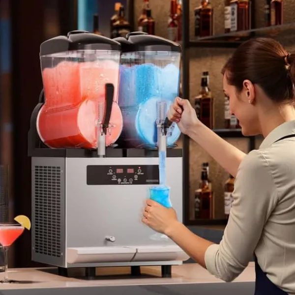 Slush-Ice Maskiner>12Lx2 Tank Kommerciel Slushy Maskine, Margarita Smoothie, Frosne Drikke, Hurtig Frysefunktion, Perfekt til Fester.
