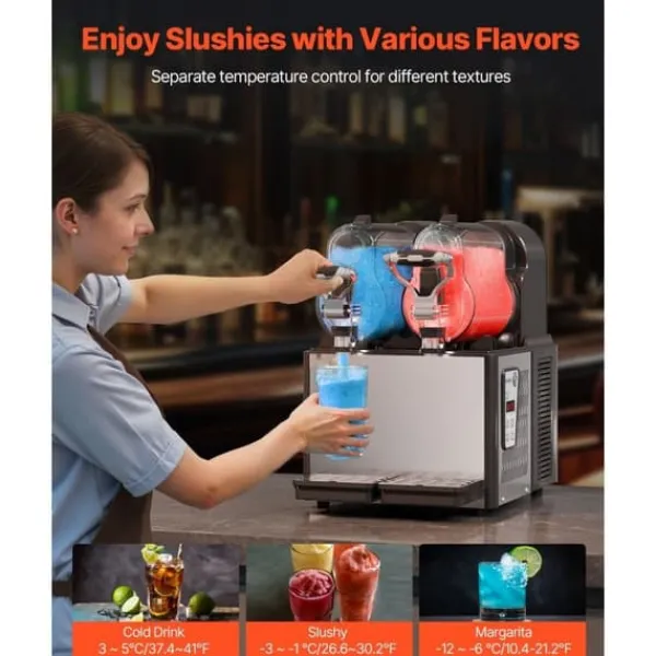 Slush-Ice Maskiner>3Lx2 Tank Kommerciel Slushy Maskine, Margarita Smoothie, Fryse Drink Maker, Hurtig Frysningsfunktion, Ideel til Fester og Arrangementer.