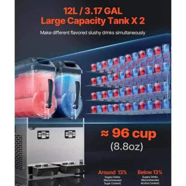 Slush-Ice Maskiner>12Lx2 Tank Kommerciel Slushy Maskine, Margarita, Smoothie, Frosne Drik, Hurtig Fryse, Ideel til Fest.