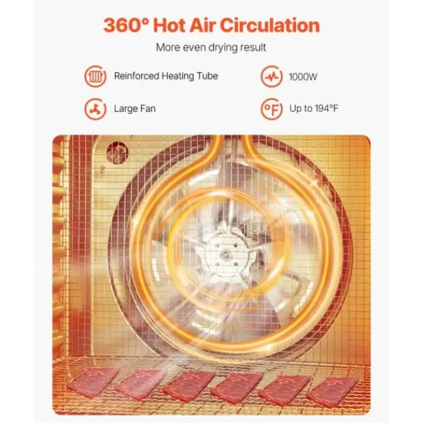 Mad Dehydrator Maskine, 10 Bakker, Rustfrit Stål, 1000W, Jerky Frugt Tørring Hot