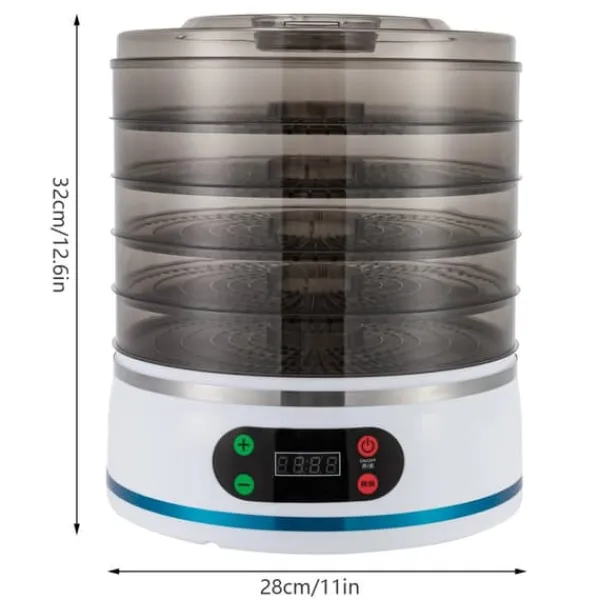Maddehydrator - Elektrisk tørreovn - 5 lag - 350 W - Justerbar temperatur - Til frugt, grøntsager og kød - Hvid Best