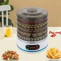 Maddehydrator - Elektrisk tørreovn - 5 lag - 350 W - Justerbar temperatur - Til frugt, grøntsager og kød - Hvid Best