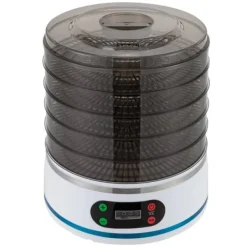 Maddehydrator - Elektrisk tørreovn - 5 lag - 350 W - Justerbar temperatur - Til frugt, grøntsager og kød - Hvid Best