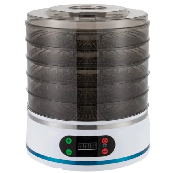Maddehydrator - Elektrisk tørreovn - 5 lag - 350 W - Justerbar temperatur - Til frugt, grøntsager og kød - Hvid Best