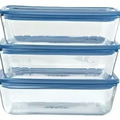 Beholdere Til Madopbevaring>Madkassesæt Pyrex Blå Gennemsigtig 2,6 L 3 Dele