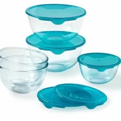 Beholdere Til Madopbevaring>Madkassesæt Pyrex Gennemsigtig Turkisblå 5 Dele