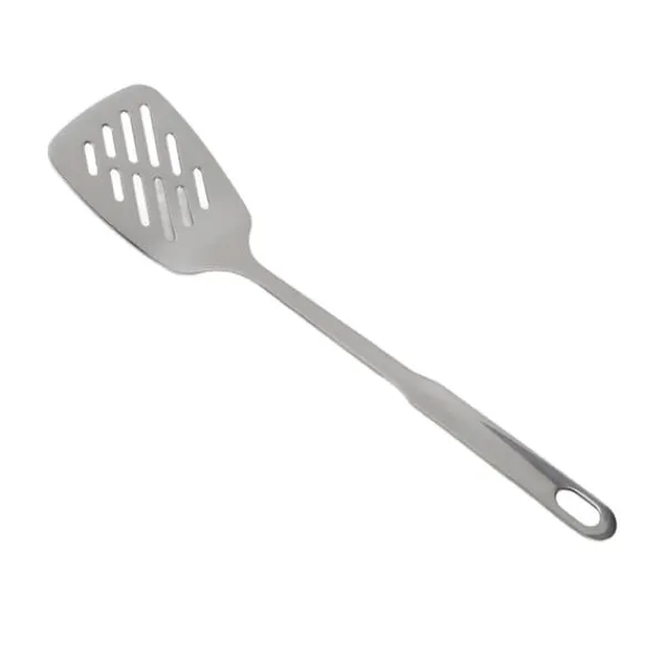 Stegepaletter>Madlavningsske Rustfast Glat 304 rustfrit stål spatel Skridsikkert håndtag Madlavningsske til hjemmekøkken stål (med hul)
