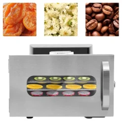 Dehydratorer>Madtørrer, 6 lag, 400W effekt, temperaturinterval 30-85℃, tidsinterval 0,5-24 timer, rustfrit stål materiale