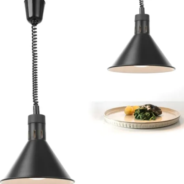 Madvarmelampe - hængende konisk sort diameter. 275 mm 250 W - Hendi 273845