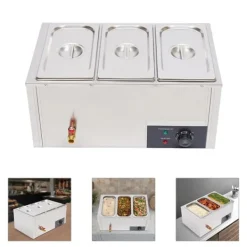 Madopvarmere>Madvarmer - Bain-marie vandbad - 3 x 7 l beholdere - Rustfrit stål - Buffet - Sølv