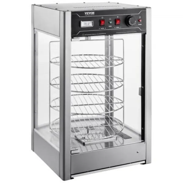 Madvarmer display, 4-lags pizzavarmer, 46,5x46x78 cm, rustfrit stål Online