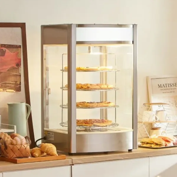 Madvarmer display, 4-lags pizzavarmer, 46,5x46x78 cm, rustfrit stål Online