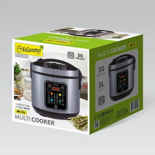 Maestro MR-794 multikomfur 5 L 900 W Sort, Satineret stål Clearance