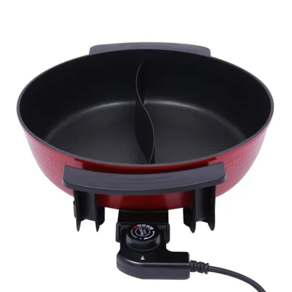 Mandarin Duck hotpot-gryde, dobbelt delt 6 liter med yin-yang skillevæg, mørk khaki, kinesisk fondue til hjem og fest Best