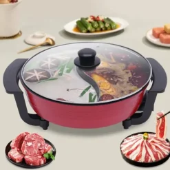 Mandarin Duck hotpot-gryde, dobbelt delt 6 liter med yin-yang skillevæg, mørk khaki, kinesisk fondue til hjem og fest Best