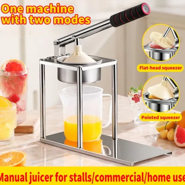 Juicepresser - Nyd Friskpresset Juice Derhjemme>Manuel Appelsinpresser, Fødevarekvalitet 304 Rustfrit Stål, Kompakt Design, Ergonomisk Håndtag, Egnet til Forskellige Frugter