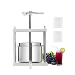 Juicepresser - Nyd Friskpresset Juice Derhjemme>Manuel Frugtvinpresse, 1,45 Gal/5L Model, Rustfrit Stål til Vinfremstilling