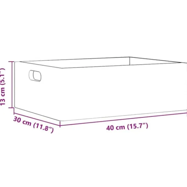 Opbevaringsæsker Til Hjemmet>Massiv fyrretræ trækasse med håndtag - Opbevaringskasse | Farve: Sort | Størrelse: 40x30x13 cm