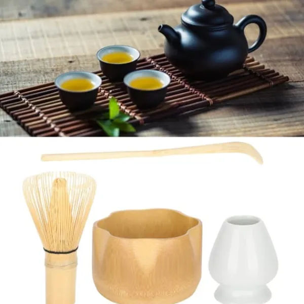 Kaffe- & Teservicer>Matcha-værktøjssæt til bambus tepiskeris teske skål keramisk tepiskeholder tesæt