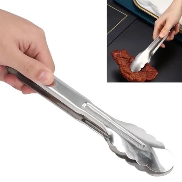 Mattång 304 rostfritt stål förtjockad multifunktionsgrillmatlagningstång för kök Camping33,5 cm Best