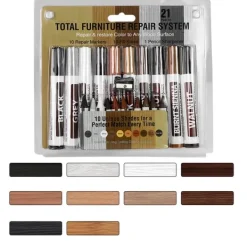 Rengøringsmiddel>Møbelreparationssæt - Touch Up Markers med Voksfarver & Blyantspidser 10 colors