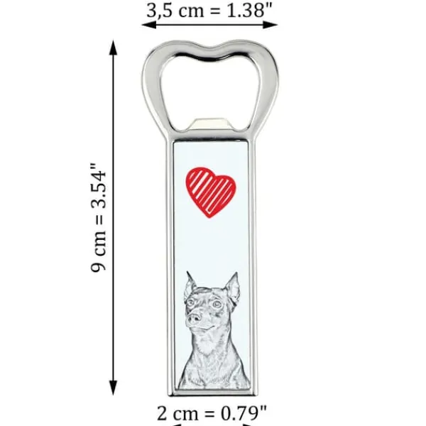 Cocktailshakers & Drinkudstyr>Medium Pinscher, tysk Pinscher - flaskeåbner med en hund, personlig køleskabsåbner, unik gave til en mand fra Art-Dog