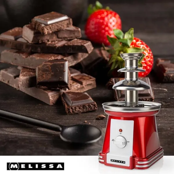 Fonduesæt>MELISSA Chokoladefontæne | 90 W | 32 cm | 3 metalniveauer | Rød / Hvid