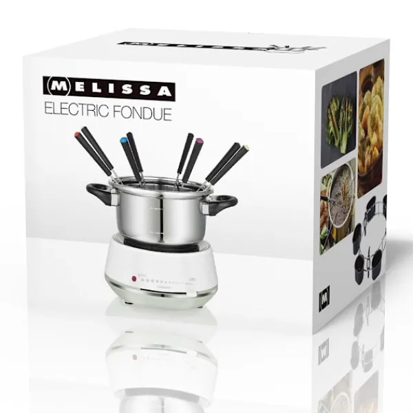 MELISSA Elektrisk fondue 2L 1200W rustfrit stål/hvid New