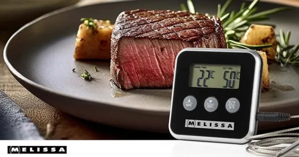 Køkkentermometre>MELISSA Kødtermometer | op til 250°C | Alarmtimer | LCD-display