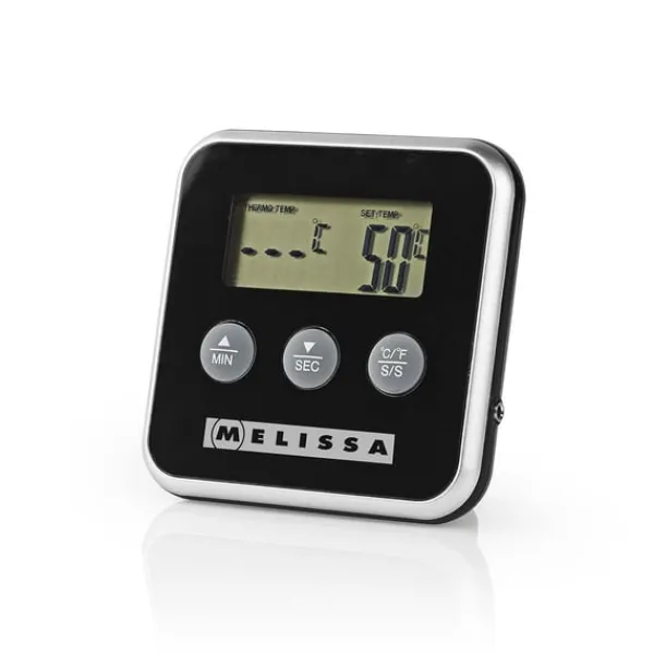 Køkkentermometre>MELISSA Kødtermometer | op til 250°C | Alarmtimer | LCD-display