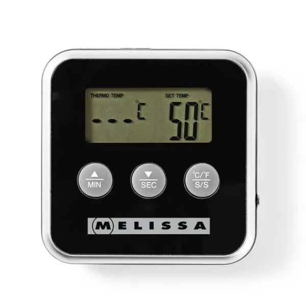 Køkkentermometre>MELISSA Kødtermometer | op til 250°C | Alarmtimer | LCD-display